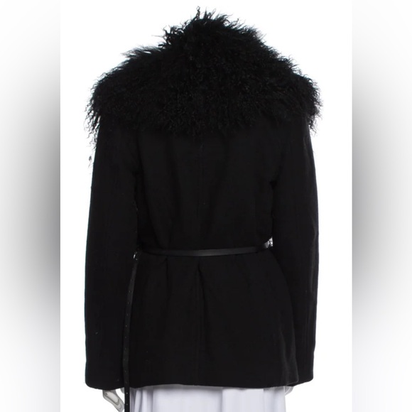 Maison Margiela Goat Fur trim and wool coat with leather wrap belt - Picture 6 of 6